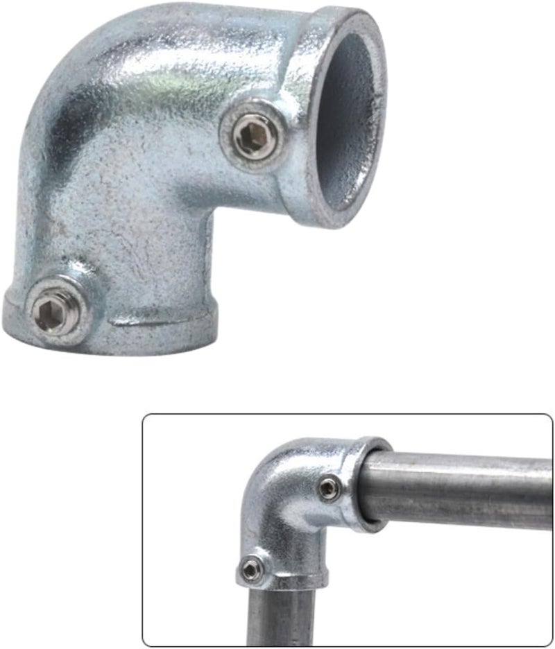 FLEXKEA Galvanized Pipe Fittings, 90 Degree L Tube Connector Fit for 1 Inch(25.4 mm) OD Steel Pipe, Structural Elbow Joint Between Two Pipes Connector, Cast Iron (6) - Image 2